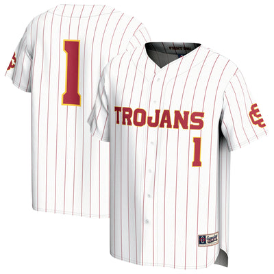 #1 USC Trojans GameDay Greats Adult Lightweight Collegiate Baseball Fashion Jersey - White