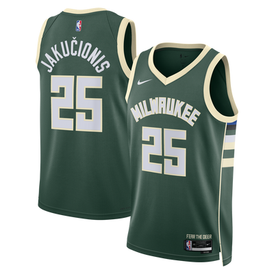 Milwaukee Bucks Nike Icon Edition Swingman Jersey - White - Kasparas Jakučionis