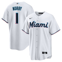 Miami Marlins Connor Norby Nike White Home Replica Jersey
