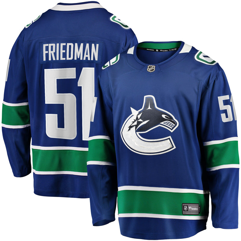 Vancouver Canucks Mark Friedman Fanatics Blue Home Premier Breakaway Player Jersey