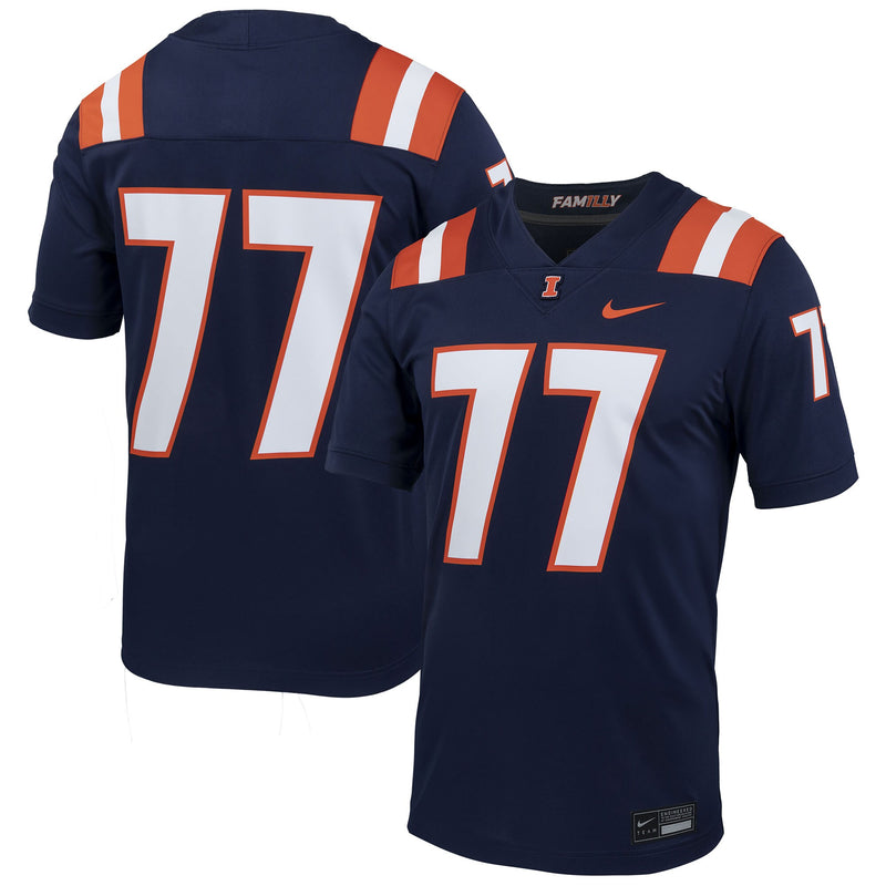 #77 Illinois Fighting Illini Nike Untouchable Football Jersey – Navy