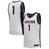 Nike #1 White Gonzaga Bulldogs Replica Basketball Jersey