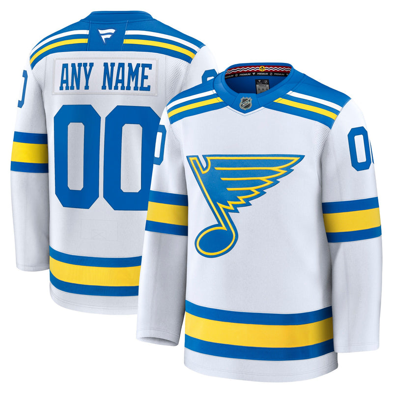 St. Louis Blues Fanatics White Away Premium Custom Jersey