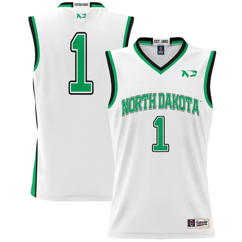 #1 North Dakota GameDay Greats Lightweight Basketball Fashion Jersey - White