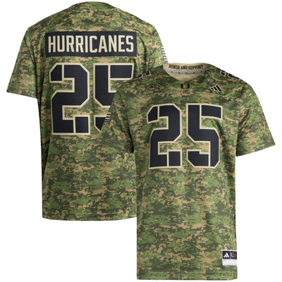 #25 Miami Hurricanes adidas Honor & Support Premier Strategy Jersey - Camo