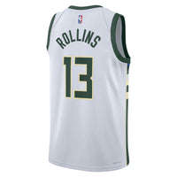 Milwaukee Bucks Nike Association Edition Swingman Jersey - White - Ryan Rollins -