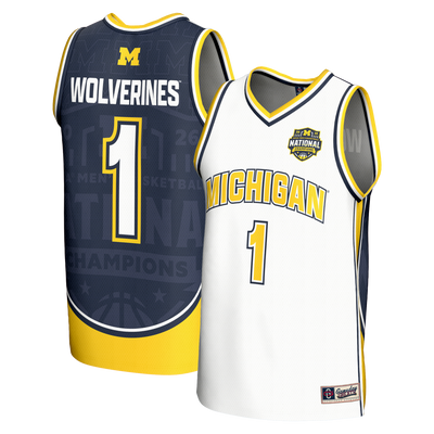 Michigan Wolverines GameDay Greats 2026 NCAA Basketball National Champions #1 Commemorative Fashion Jersey - White