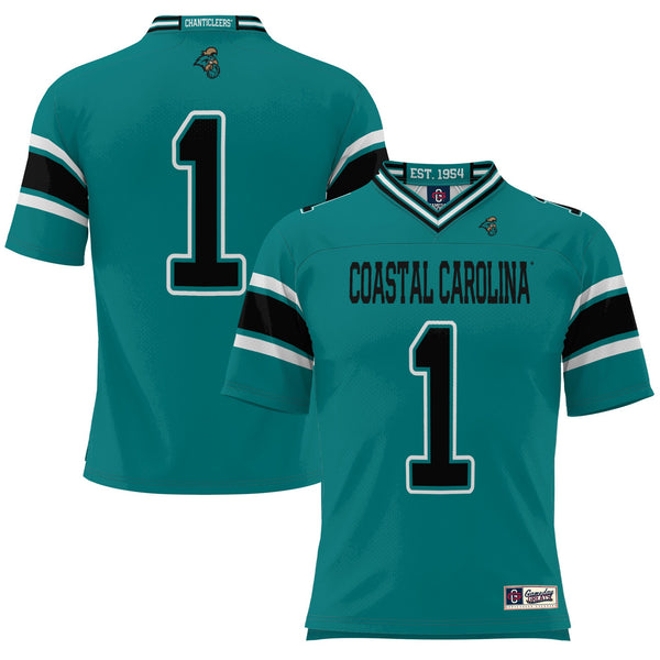 #1 Coastal Carolina Chanticleers GameDay Greats Endzone Football Jersey - Teal