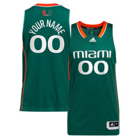 Miami Hurricanes adidas Custom Alternate Basketball Jersey - Green