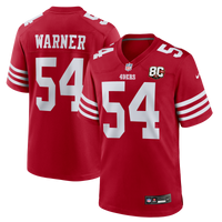 San Francisco 49ers Fred Warner Nike Scarlet 80th Anniversary Game Jersey