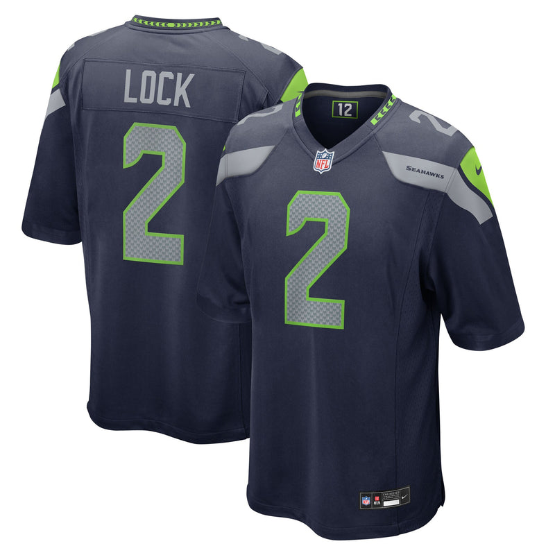 Seattle Seahawks Drew Lock Nike College Navy Team Game Jersey