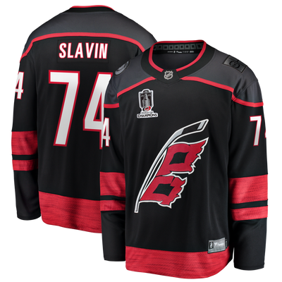 Carolina Hurricanes Jaccob Slavin Fanatics Black 2026 Stanley Cup Champions Home Breakaway Jersey