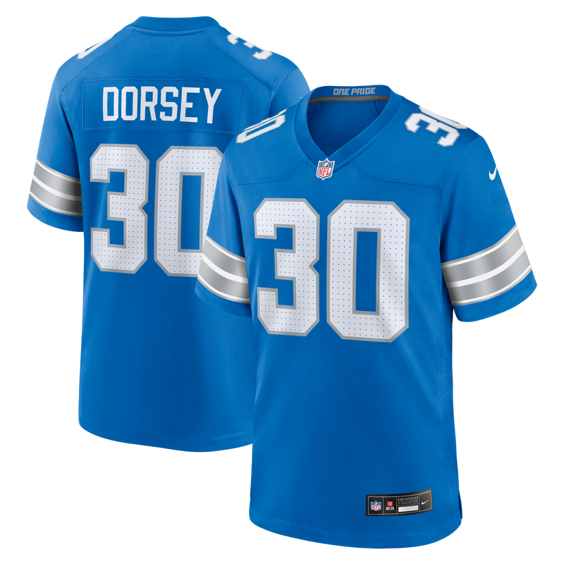 Detroit Lions Khalil Dorsey Nike Blue Team Game Jersey