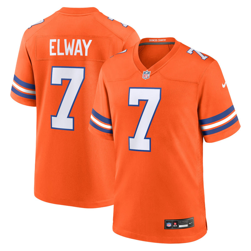 Denver Broncos John Elway Nike Orange Mile High Collection 1977 Throwback Retired Player Game Jersey