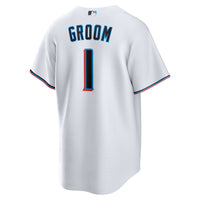 Miami Marlins Nike White #1 Groom Home Replica Jersey