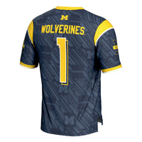 Michigan Wolverines #1 GameDay Greats Navy Highlight Print Football Fashion Jersey