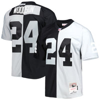 Las Vegas Raiders Charles Woodson Mitchell & Ness Black/Silver 1998 Split Legacy Replica Jersey