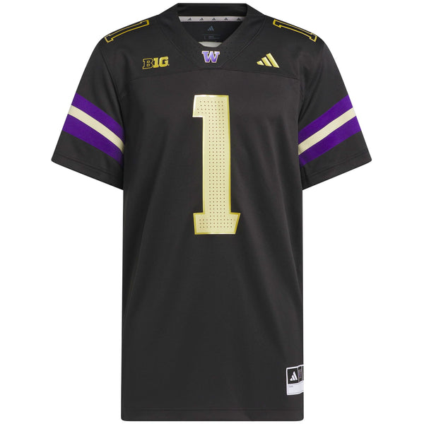#1 Washington Huskies adidas Premier Strategy Jersey - Black