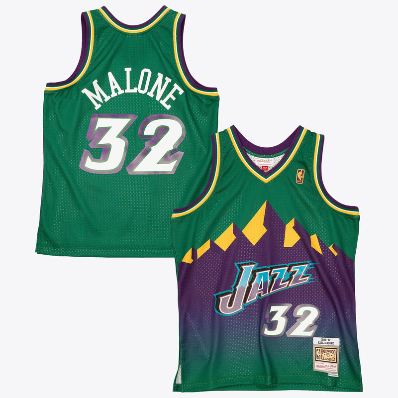 Utah Jazz Mitchell & Ness Karl Malone 1996 Reload Swingman Authentic Jersey - Green