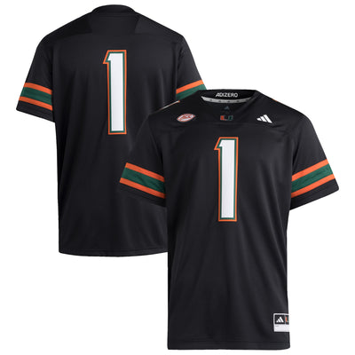 #1 Miami Hurricanes adidas Premier Jersey - Black