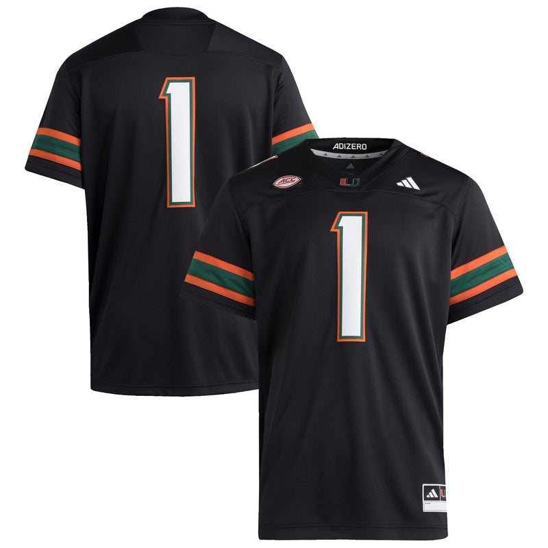 #1 Miami Hurricanes adidas Premier Jersey - Black
