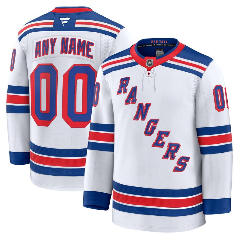 New York Rangers Fanatics White Away Premium Custom Jersey