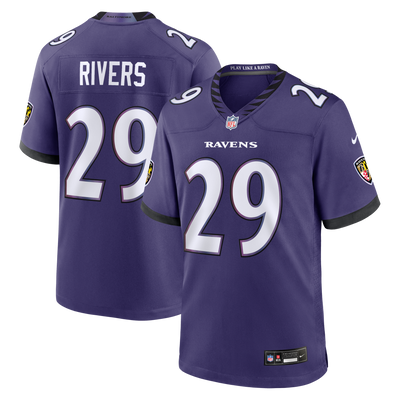 Baltimore Ravens Chandler Rivers Nike Purple Team Game Jersey