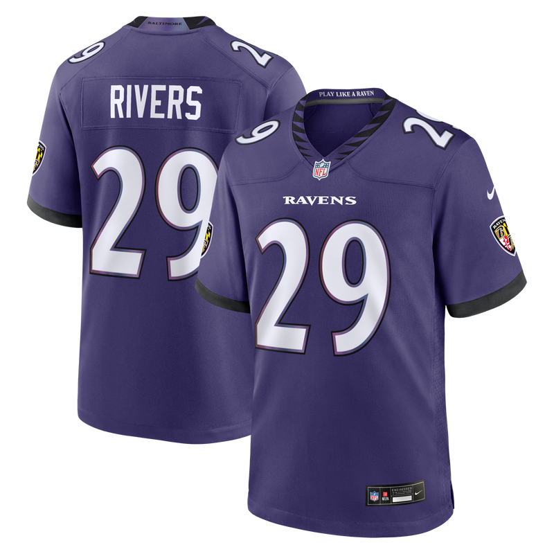 Baltimore Ravens Chandler Rivers Nike Purple Team Game Jersey