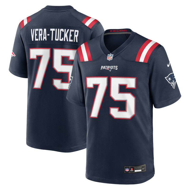 New England Patriots Alijah Vera-Tucker Nike Navy Team Game Jersey