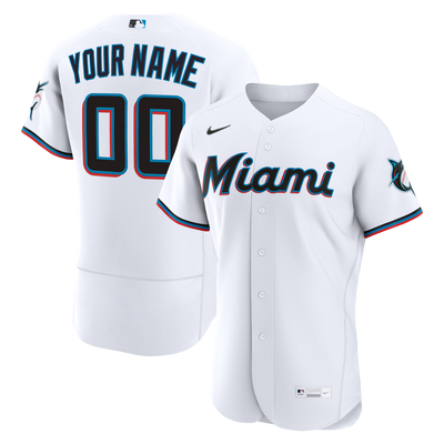 Miami Marlins Nike White Home Authentic Custom Jersey