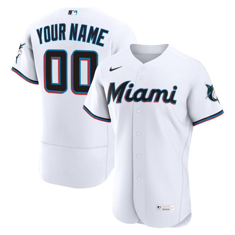 Miami Marlins Nike White Home Authentic Custom Jersey
