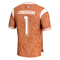 GameDay Greats #1 Texas Orange Texas Longhorns Highlight Print Football Fashion Jersey