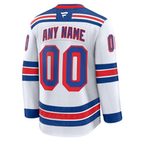 New York Rangers Fanatics White Away Premium Custom Jersey