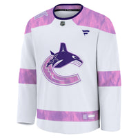 Vancouver Canucks Fanatics White Hockey Fights Cancer Survivor Practice Jersey