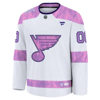 St. Louis Blues Fanatics White 2024 Hockey Fights Cancer Custom Practice Jersey