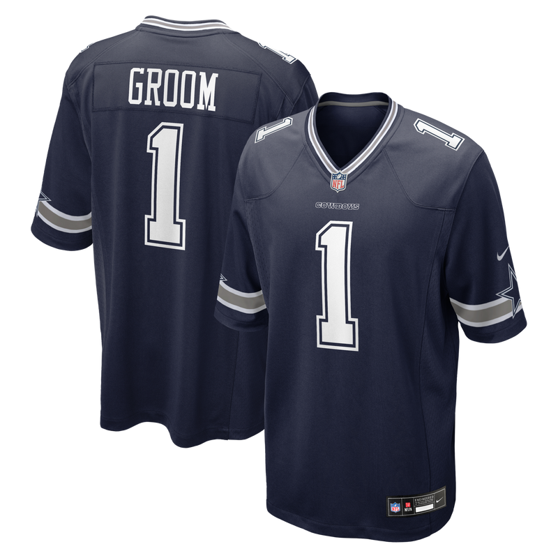 Dallas Cowboys Number 1 Groom Nike Navy Game Jersey
