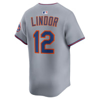 New York Mets Francisco Lindor Nike Gray Road Limited Player Jersey