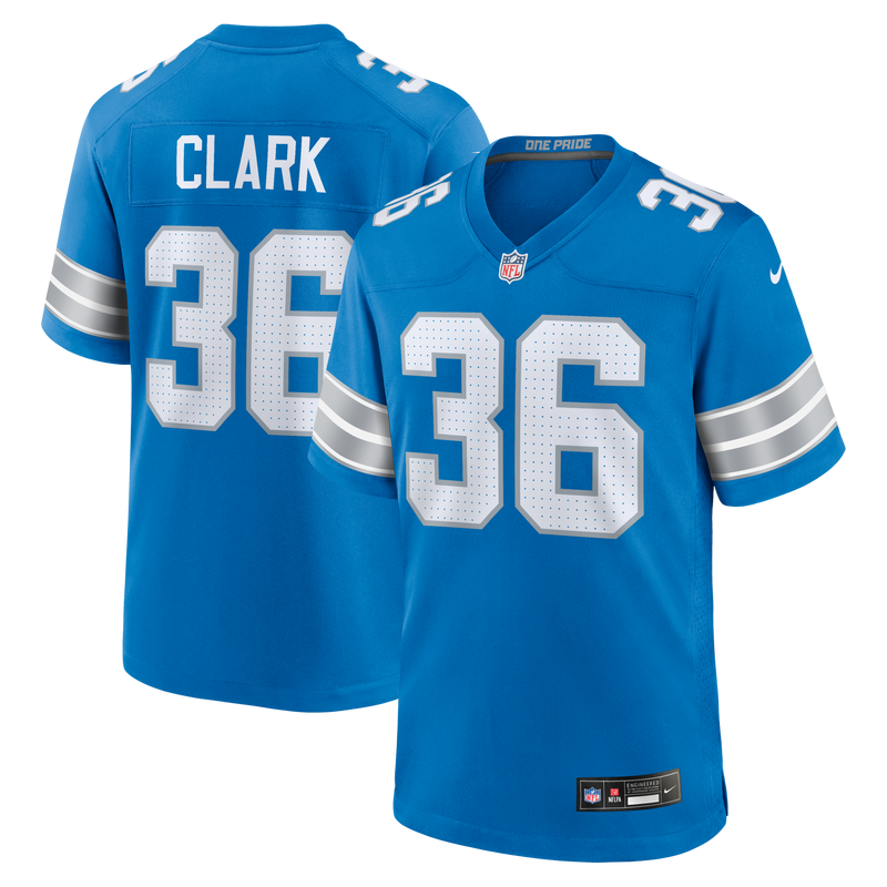 Detroit Lions Chuck Clark Nike Blue Team Game Jersey