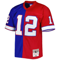 Buffalo Bills Jim Kelly Mitchell & Ness Royal/Red 1990 Split Legacy Replica Jersey