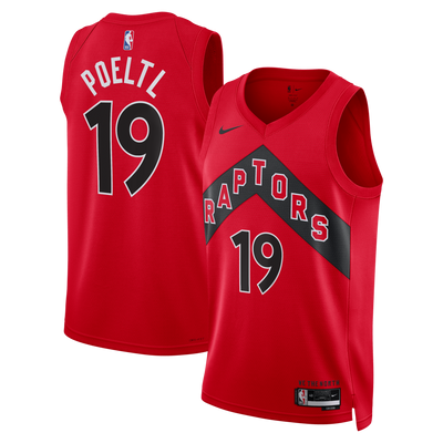 Toronto Raptors Nike Icon Edition Swingman Jersey - Red - Jakob Poeltl