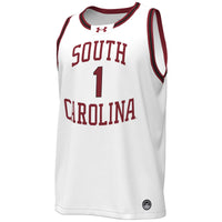 Under Armour #1 White South Carolina Gamecocks Throwback Replica Basketball Jersey