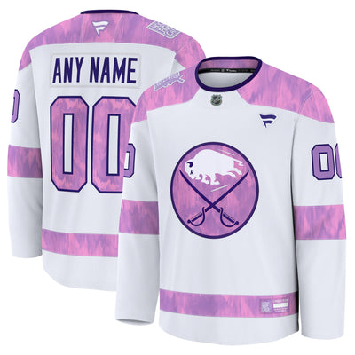 Buffalo Sabres Fanatics White 2024 Hockey Fights Cancer Custom Practice Jersey