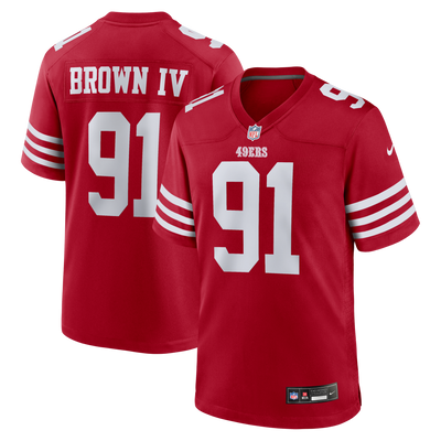 San Francisco 49ers Earnest Brown IV Nike Scarlet Team Game Jersey
