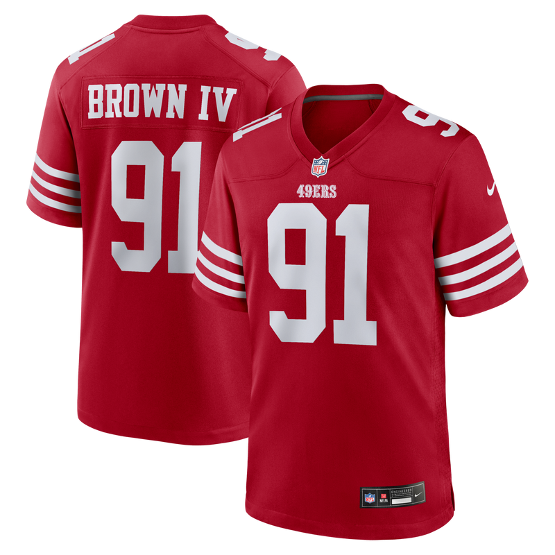San Francisco 49ers Earnest Brown IV Nike Scarlet Team Game Jersey