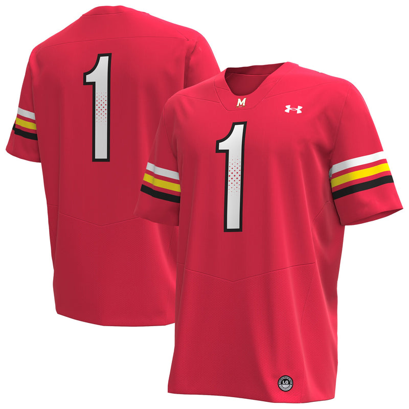 #1 Maryland Terrapins Under Armour Replica Football Jersey - Red