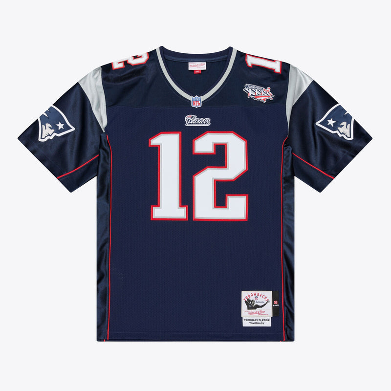 New England Patriots Tom Brady Mitchell & Ness Navy Super Bowl XXXVI Authentic Throwback Jersey