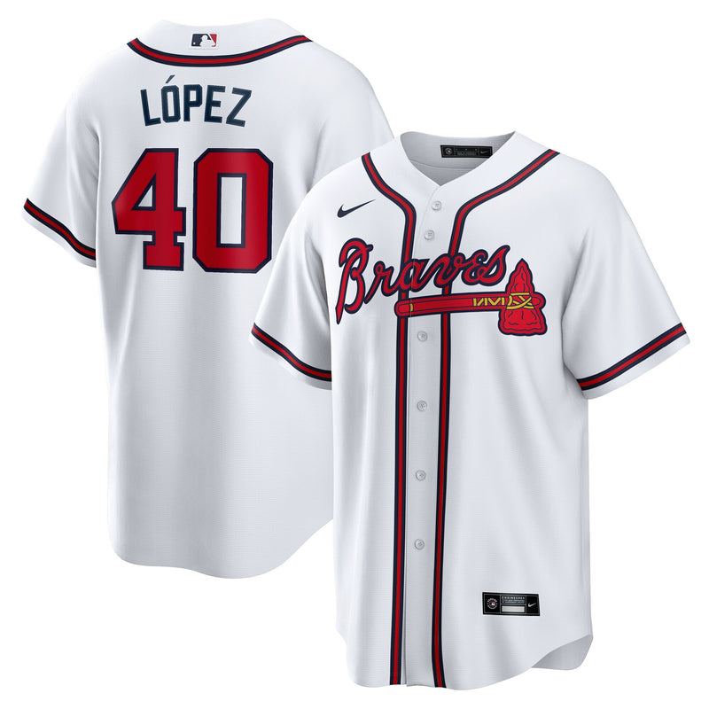 Atlanta Braves Reynaldo Lopez Nike White Home Replica Jersey