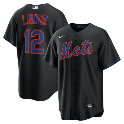 New York Mets Francisco Lindor Nike Black Alternate Replica Jersey