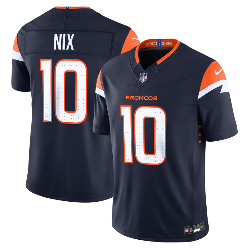 Denver Broncos Bo Nix Nike Navy Alternate Vapor F.U.S.E. Stitched Limited Jersey