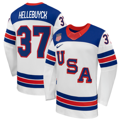 Connor Hellebuyck Nike White US Hockey 2026 Away Replica Jersey